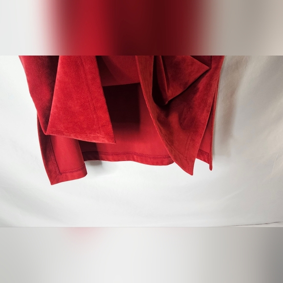 Vintage Bettina Riedel Red Faux Suede Skirt Size M - Picture 4 of 9